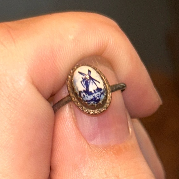 Vintage blue willow ring - Picture 1 of 2